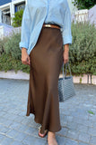 Gabriella satin skirt - chocolate