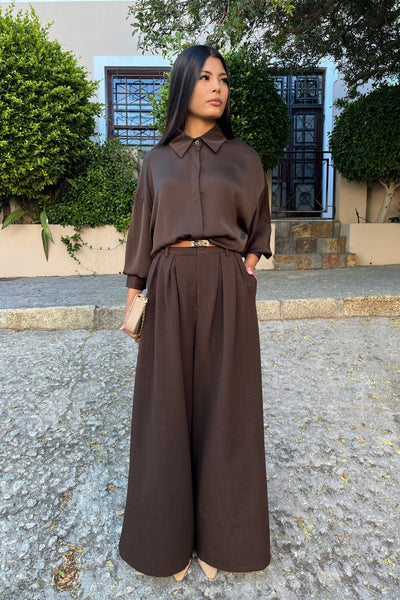 Choc wide leg pant with dart detail
