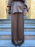 Choc 2 Piece satin pant set