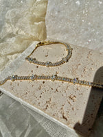 HALO - gold tennis bracelet with marquise diamanté