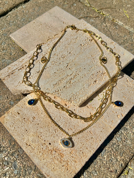 HALO - 2 layer evil eye charm necklace