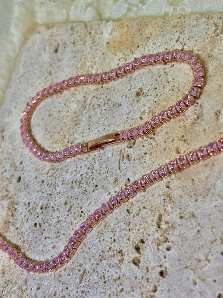 HALO - gold pink diamanté tennis bracelet