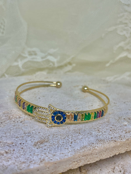 HALO - gold hand of hamsa cuff