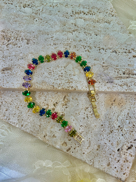HALO - gold multi color tennis bracelet