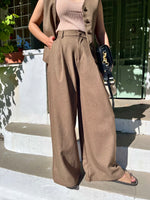 Choc waist coat with wide leg pant