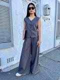 Charcoal waist coat with wide leg pant