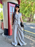 Grey waist coat with wide leg pant