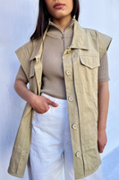 Stone sleeveless box jacket