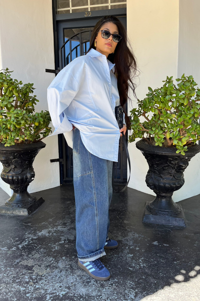 Blue barrel denim