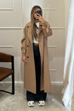 Chestnut trench coat with flap