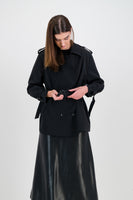 Liquorice coat with welt pocket