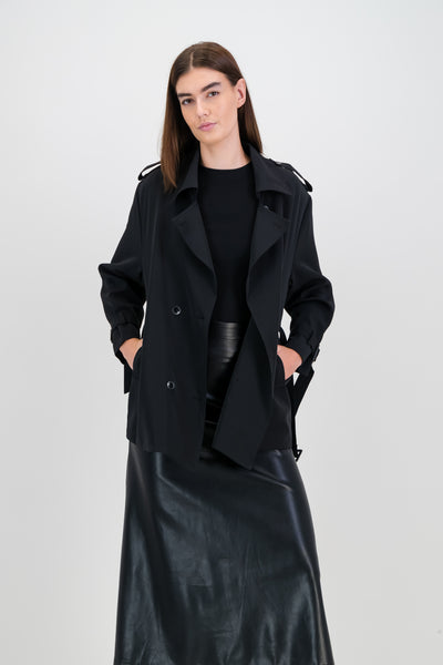 Liquorice coat with welt pocket