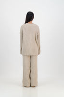 Chloe knitted set with rib pant -stone