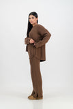 Chloe knitted set with rib pant - brown
