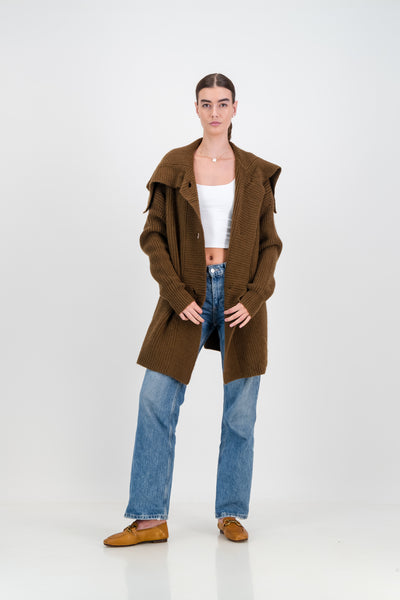 Crystal oversized cardigan - brown