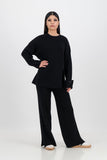 Chloe knitted set with rib pant - black