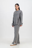 Chloe knitted set with rib pant - slate