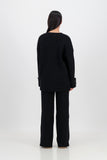 Chloe knitted set with rib pant - black