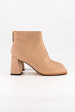 Block heel boot - nude