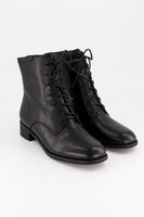 Leather lace-up boot - black