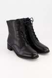Leather lace-up boot - black