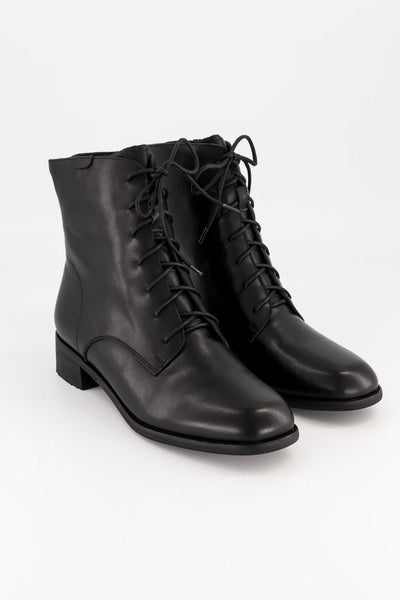 Leather lace-up boot - black