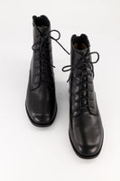 Leather lace-up boot - black
