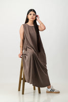 Brown key hole back dress