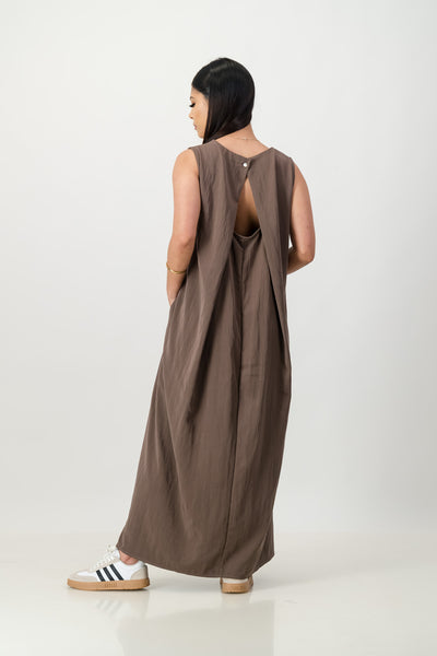 Brown key hole back dress