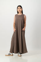 Brown key hole back dress