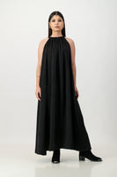 Liquorice satin trapeze dress