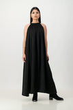 Liquorice satin trapeze dress
