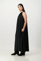 Liquorice satin trapeze dress