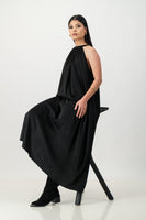 Liquorice satin trapeze dress