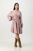 Suede wrap dress - pink