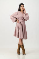 Suede wrap dress - pink