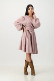 Suede wrap dress - pink