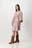 Suede wrap dress - pink