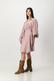 Suede wrap dress - pink