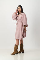 Suede wrap dress - pink