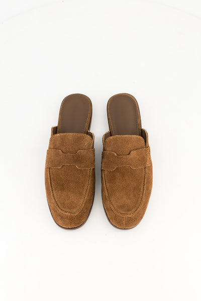 Suede mule - pecan