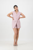 Lilac Tweed Cut-out-Blazer with Shorts