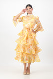 Yellow tiered frill dress
