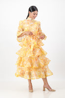 Yellow tiered frill dress