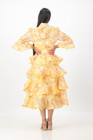 Yellow tiered frill dress