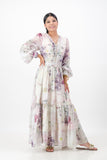 Purple pastel floral button dress