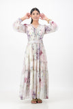 Purple pastel floral button dress