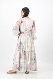 Purple pastel floral button dress