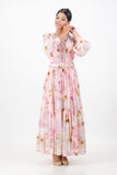 Pink floral button dress