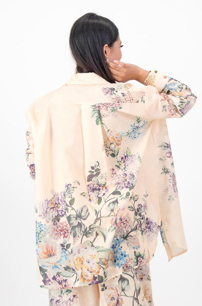 Peach floral shirt